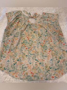 Lauren Conrad Floral Tie-Neck Women's Blouse in Cream and Pastel Floral